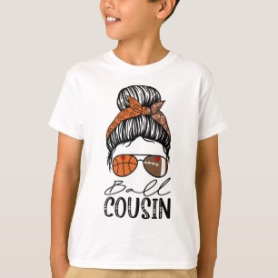 Ll Cousin Funny Sketll Footll Cousin Messy Bun T-Shirt