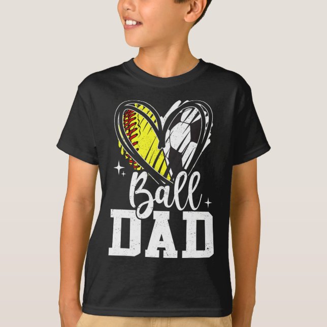 Ll Dad Softll Soccer Ll Dad Of Both  T-Shirt (Front)