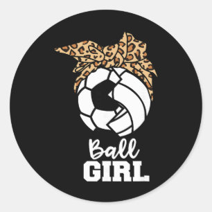 Ll Girl Funny Soccer Volleyll Player  Classic Round Sticker
