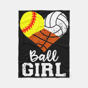Ll Girl Funny Softll Volleyll Sketll Girl  Fleece Blanket