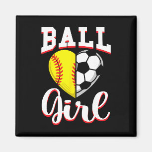 Ll Girl Softll Soccer Lovers Gifts Women Heart Cut Magnet