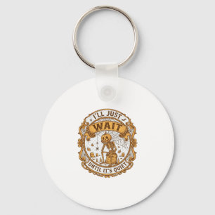 Ll Just Wait Until It Quiet Pumpkin Skeleton Hallo Key Ring