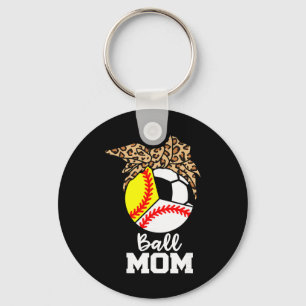 Ll Mom Funny Sell Softll Soccer Leopard Mom  Key Ring