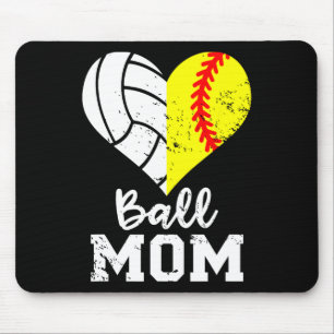 Ll Mom Heart Funny Softll Volleyll Mom Mouse Pad