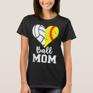 Ll Mom Heart Funny Softll Volleyll Mom T-Shirt