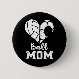 Ll Mum Heart Funny Soccer Volleyll Mum  6 Cm Round Badge