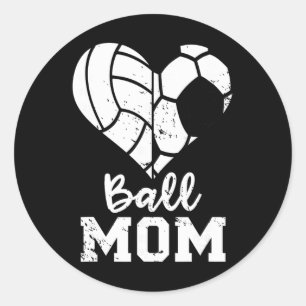 Ll Mum Heart Funny Soccer Volleyll Mum  Classic Round Sticker