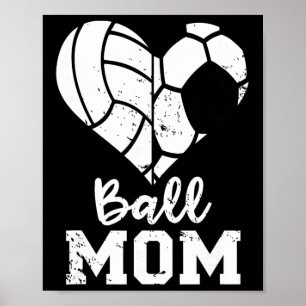 Ll Mum Heart Funny Soccer Volleyll Mum Poster