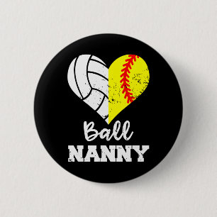 Ll Nanny Heart Funny Softll Volleyll Nanny 6 Cm Round Badge