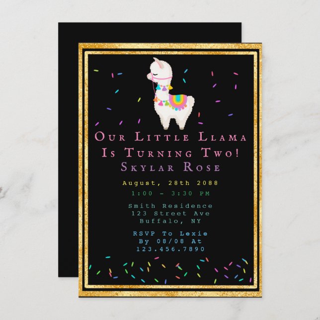 Llama 00th Fiesta Birthday Party Invitation (Front/Back)