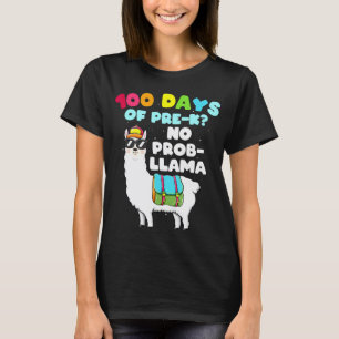 Llama 100 Days Of Pre K No Prob llama Apparel Girl T-Shirt