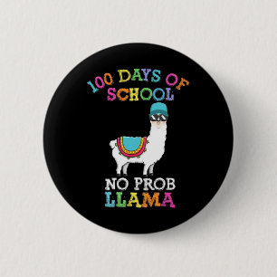 Llama 100 Days Of School Teacher  6 Cm Round Badge