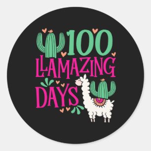 Llama 100 Llamazing Days Of School - Cute Girls An Classic Round Sticker