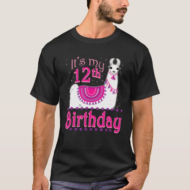 Llama 12th Birthday Twelfth T-Shirt (Front)