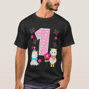 Llama 1st Birthday 1 Year Old Cute Llama Party Tod T-Shirt