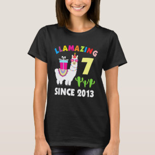Llama 7 Years Old Birthday  Llama Boys Girls Kids T-Shirt