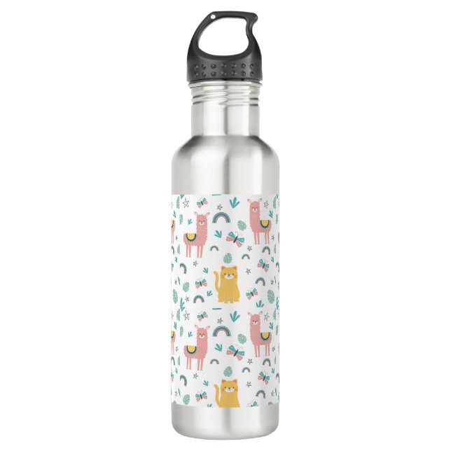 Llama Alapaca Cute Animals Boho Design 710 Ml Water Bottle (Front)