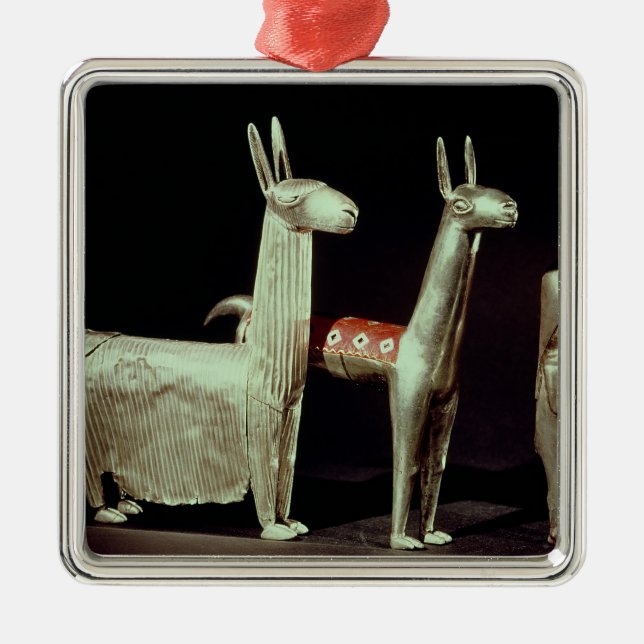 Llama, alpaca and woman metal tree decoration (Front)