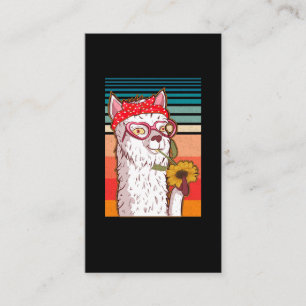 Llama Alpaca Bandanna Hippie Sunflower Retro Business Card