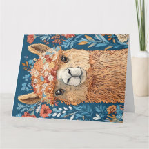 Llama Alpaca Birthday Any Age Folded Greeting Card