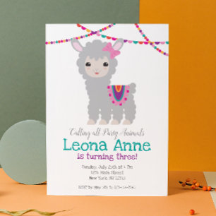 Llama Alpaca Birthday Invitation
