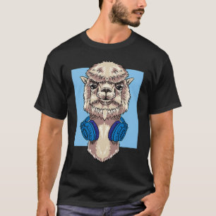 Llama Alpaca DJ Headphones Cool Lama Animal Idea T-Shirt