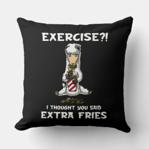 Llama Alpaca Exercise Extra Fries Funny Animal Cushion