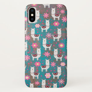 Llama (Alpaca) Floral and Turquoise Grunge Case-Mate iPhone Case