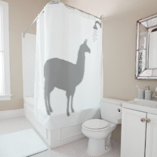 Llama Alpaca Funny Silhouette Shadow Behind Shower Curtain