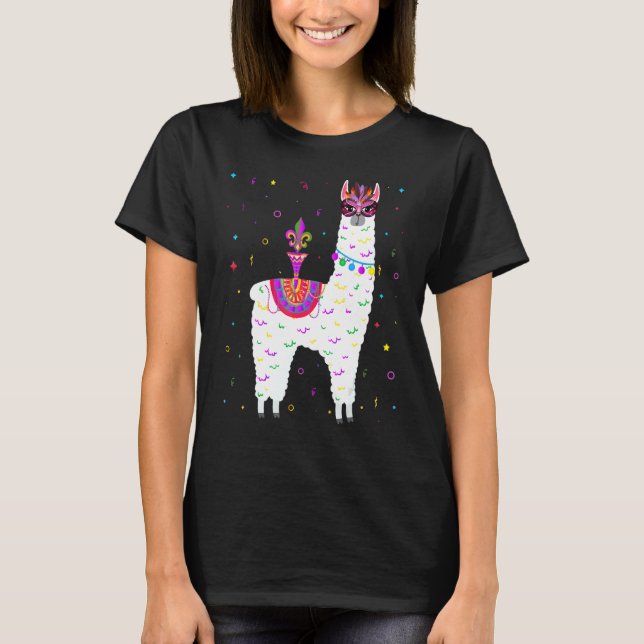 Llama Alpaca Mardi Gras Alpaca Fat Tuesday Party B T-Shirt (Front)