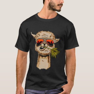 Llama Alpaca Sunglass Cool Lama Rama Animal Idea T-Shirt