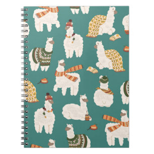 Llama Alpaca Sweater Seamless Pattern. Notebook