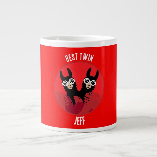 Llama Alpaca Twin Boys Large Coffee Mug (Front)