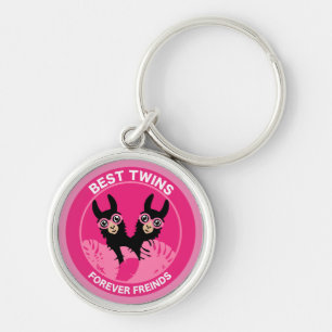Llama Alpaca Twin Girl Key Ring