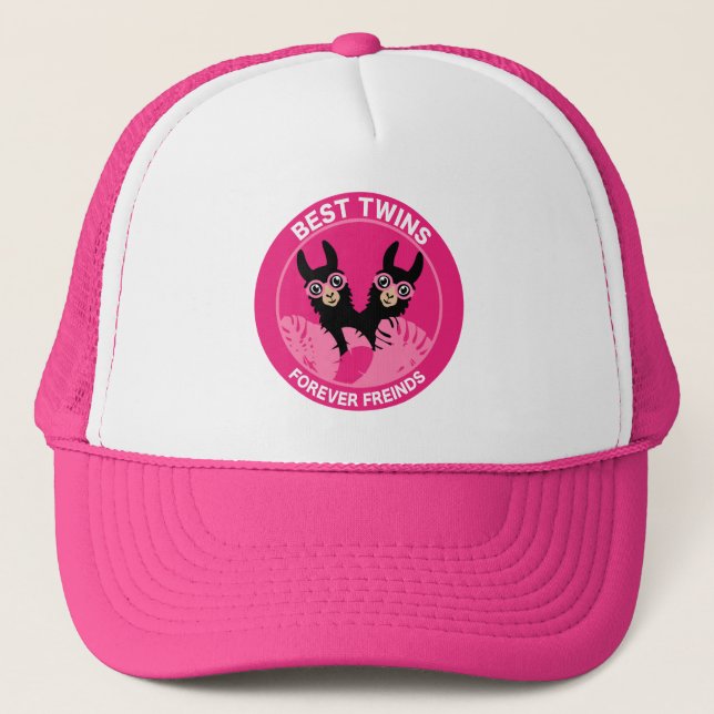 Llama Alpaca Twin Girl Trucker Hat (Front)