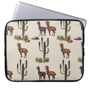 Llama alpaca wildlife, watercolor pattern. laptop sleeve
