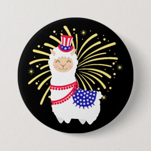 Llama American July 4th 7.5 Cm Round Badge