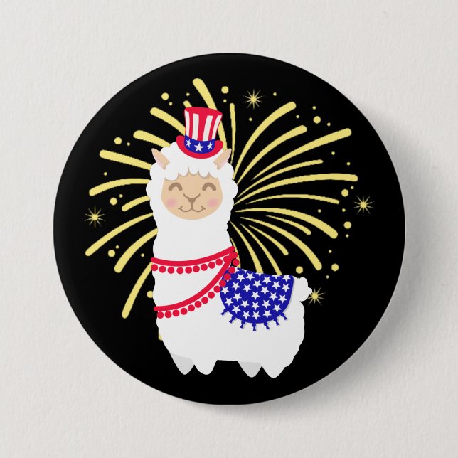 Llama American July 4th 7.5 Cm Round Badge (Front)