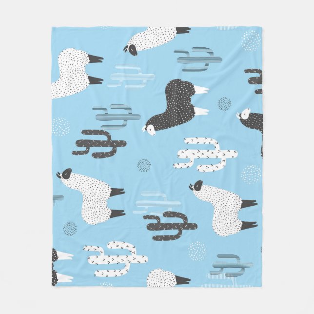 Llama and cactus, cute pattern. fleece blanket (Front)