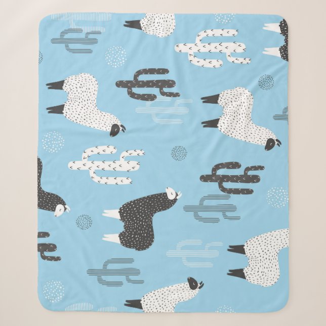 Llama and cactus, cute pattern. sherpa blanket (Front)
