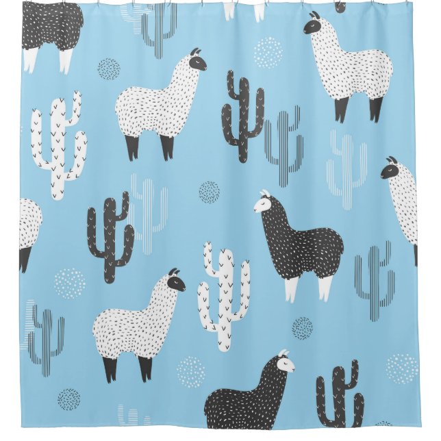 Llama and cactus, cute pattern. shower curtain (Front)