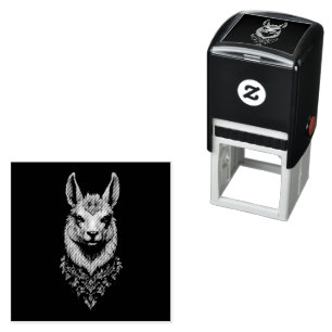 Llama And Flower Portrait,  Self-inking Stamp