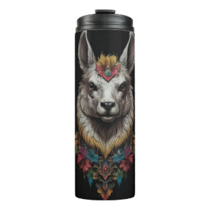 Llama And Flower Portrait, Thermal Tumbler