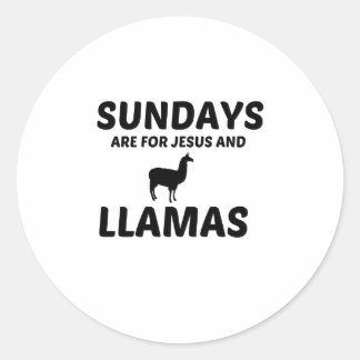 LLAMA AND JESUS SUNDAY CLASSIC ROUND STICKER