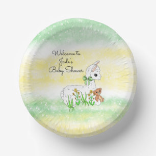 Llama and Teddy Bear Themed Baby Shower Paper Plate