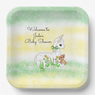 Llama and Teddy Bear Themed Baby Shower Paper Plate