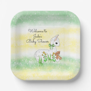 Llama and Teddy Bear Themed Baby Shower Paper Plate
