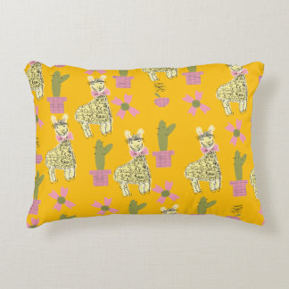 Llama Animal Doodle Yellow Kids Teen Decorative Cushion