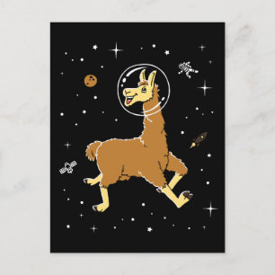 Llama Animals In Space Postcard