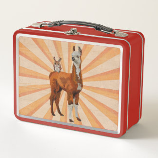 LLAMA & ANTLER OWL METAL LUNCH BOX